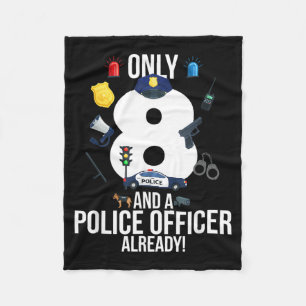 8th Birthday Boy Quote _only 8 And A Police Fleece Blanket
