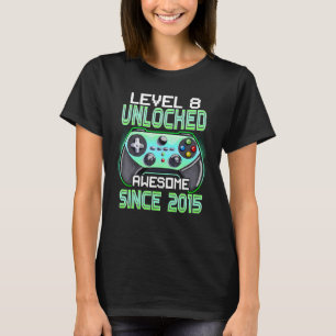 8th Birthday Boys Level 8 Unlocked Awesome 2015 G T-Shirt