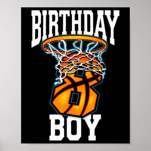8th Birthday Bysketbyll 8 Years Old Kids Gift 1  Poster