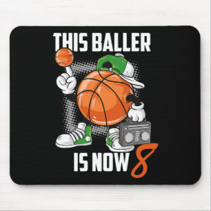 8th Birthday Bysketbyll Player Fun 8 Years Old Kid Mouse Mat