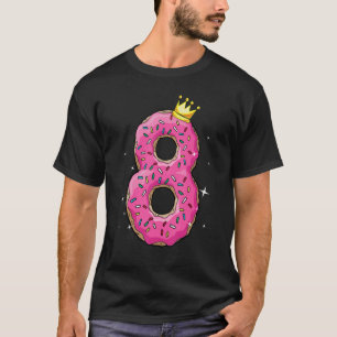 8th Birthday Cake Donut Boys Girls Turning 8 Years T-Shirt