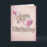 8th Birthday Card<br><div class="desc">Little girl holding birthday balloons</div>