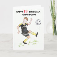 8th Birthday Card for a Grandson - Footballer