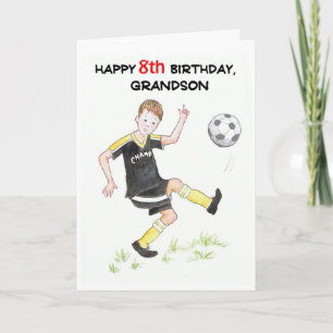 8th Birthday Card for a Grandson - Footballer