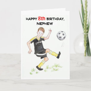 8th Birthday Card for a Nephew - Footballer