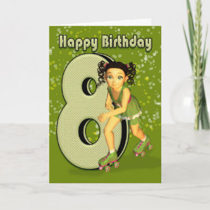 8th Birthday Card - Little Girl Skating