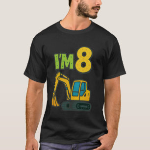 8th Birthday Cartoon Yellow Crawler Excavator 8 Ei T-Shirt