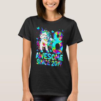 8th Birthday Colourful Tie Dye 8 Year Old Unicorn  T-Shirt