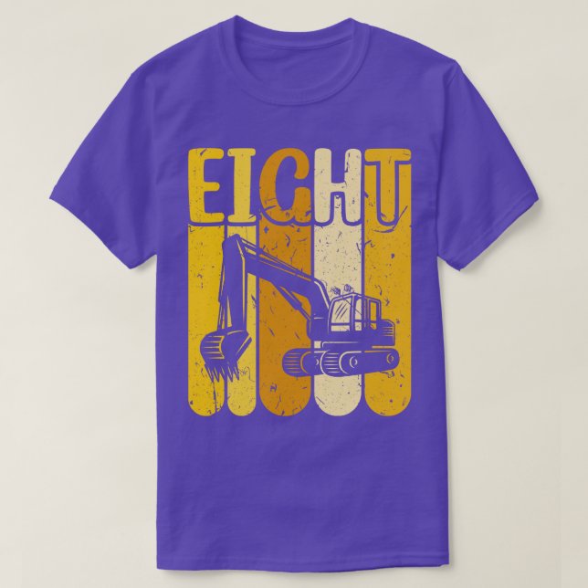 8th Birthday Construction Truck Boys Excavator T-Shirt (Design Front)
