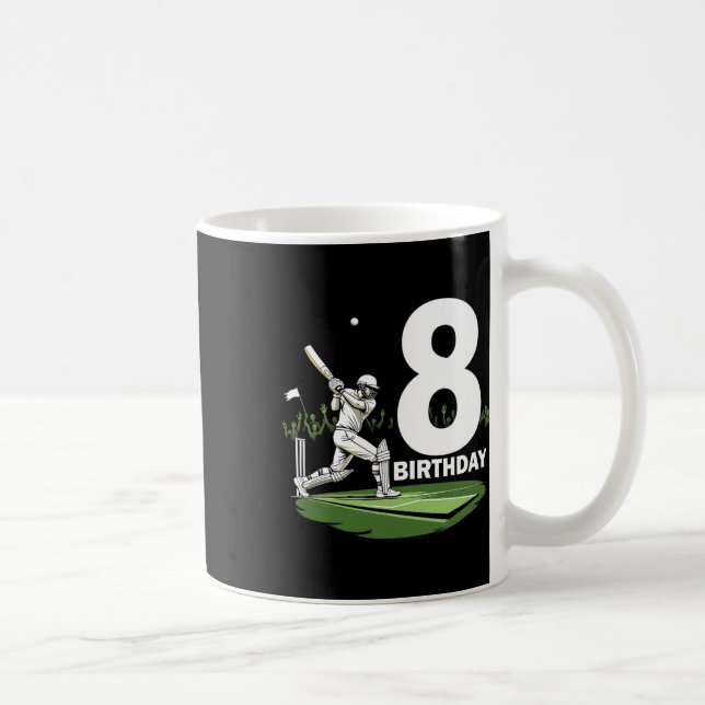 8th Birthday Cricket Lover Fun Design  Coffee Mug (Right)