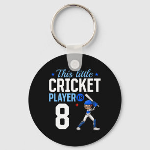 8th Birthday Cricket Player Key Ring