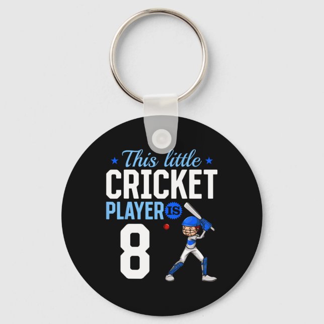 8th Birthday Cricket Player  Key Ring (Front)