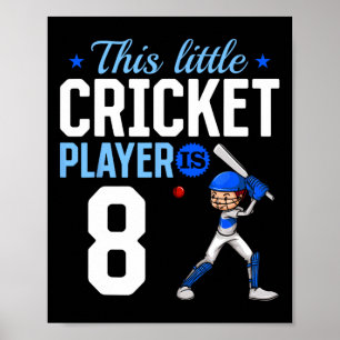 8th Birthday Cricket Player  Poster