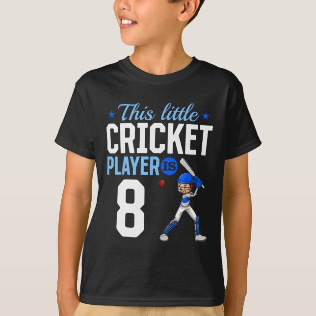 8th Birthday Cricket Player  T-Shirt (Front)
