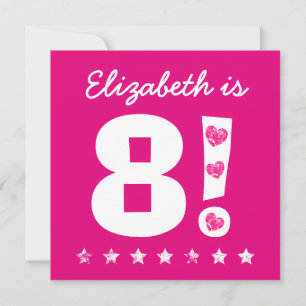 8th Birthday Custom Name Pink for GIRL A09 Invitation