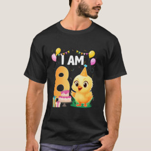 8th Birthday Cute Chicken Themed 8 Year Old Kids P T-Shirt