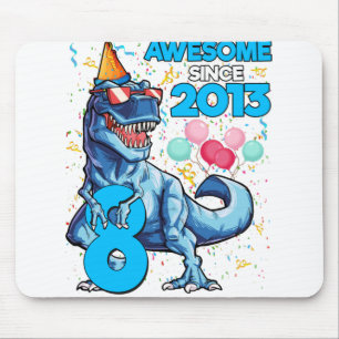8th Birthday Dinosaur 8 Year Old Boy Kids Awesome Mouse Mat