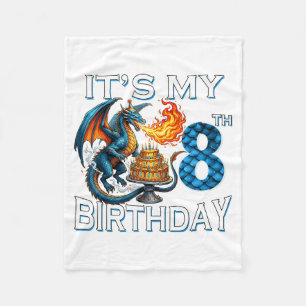8th Birthday Dragon Party Dragon Lover 8 Years Old Fleece Blanket