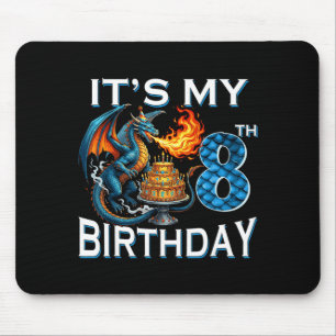 8th Birthday Dragon Party Dragon Lover 8 Years Old Mouse Mat
