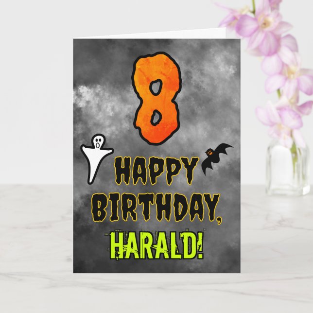 8th Birthday: Eerie Halloween Theme + Custom Name Card (Orchid)