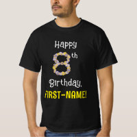 8th Birthday: Floral Flowers Number “8” + Name