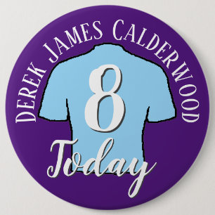8th Birthday Football Badge to Personalise Button
