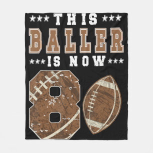 8th Birthday Football Boy Eight Year Old Football Fleece Blanket