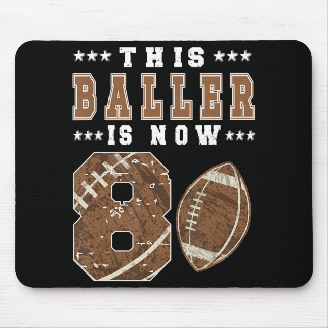 8th Birthday Football Boy Eight Year Old Football  Mouse Mat (Front)
