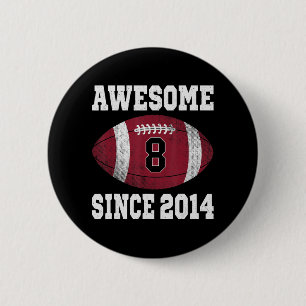 8th Birthday Football Player 8 Years Old Vintage R 6 Cm Round Badge