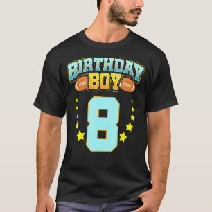 8th Birthday For Boys Football 8 Years Old Kids T-Shirt