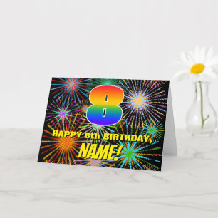 8th Birthday: Fun, Colourful Celebratory Fireworks Card