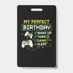 8th Birthday Gaming Boy Birthday gift for gamer ID Badge