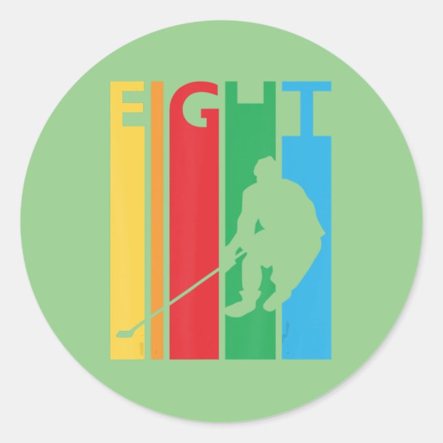 8th Birthday Gift Eight Colourful Hockey Birthday  Classic Round Sticker (Front)