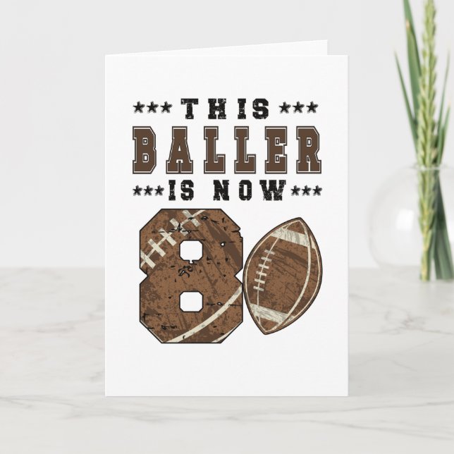 8th Birthday Gift Football Player 8 Year Old Boy Card (Front)