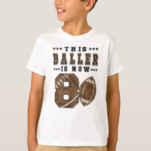 8th Birthday Gift Football Player 8 Year Old Boy T-Shirt