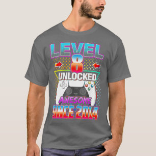 8th Birthday Gift Level 8 Unlocked Awesome 2014 Vi T-Shirt
