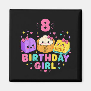8th Birthday Girl Dumpling Squishy 8 Years Old Magnet