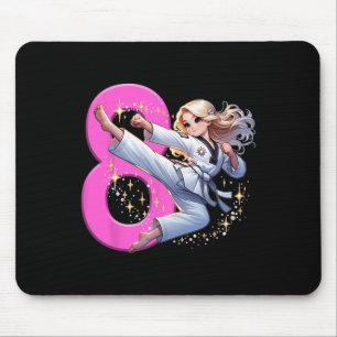 8th Birthday Girl Martial Arts Party Taekwondo Kar Mouse Mat