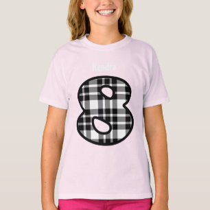 8th Birthday Girl PLAID Eight Year Custom W120 T-Shirt
