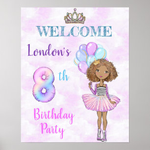 8th Birthday Girl Princess African American Poster