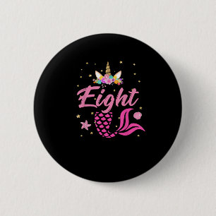 8th Birthday Girl Unicorn Shirt Mermaid Tail 8 Yea 6 Cm Round Badge