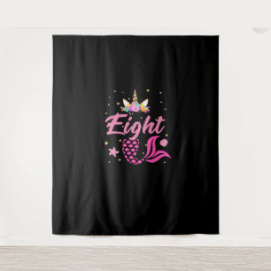 8th Birthday Girl Unicorn Shirt Mermaid Tail 8 Yea Tapestry