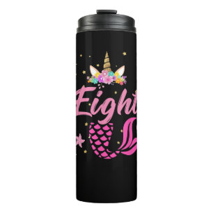 8th Birthday Girl Unicorn Shirt Mermaid Tail 8 Yea Thermal Tumbler