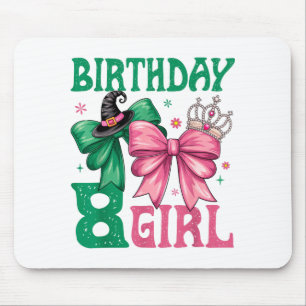 8th Birthday Girl Witch Nk Green 8 Year Old Birthd Mouse Mat