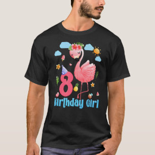 8th Birthday Girls Flamingo 8 Years Old Tropical F T-Shirt