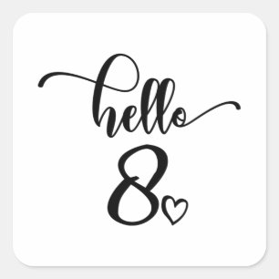 8th Birthday Girls Hello Eight Cute 8 Years Old Square Sticker