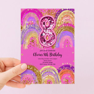 8th Birthday Girls Invitation
