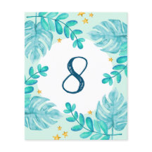 8th Birthday Greenery jungle blue Boy invitations