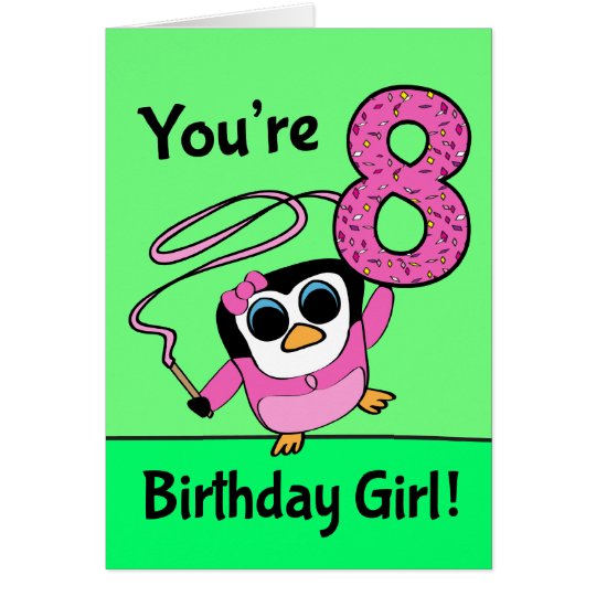 8th Birthday - Gymnast Penguin Card