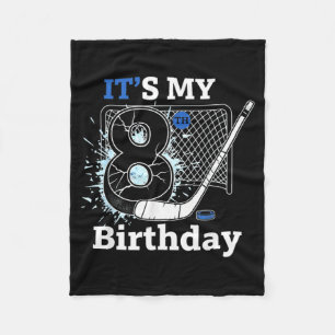 8th Birthday Ice Hockey Birthday Boy For 8 Year Fleece Blanket